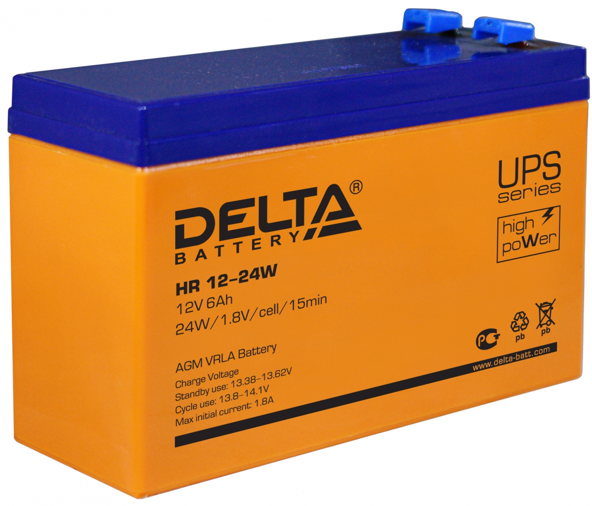 Аккумулятор Delta HR 12-24 W (6 А/ч 12v)